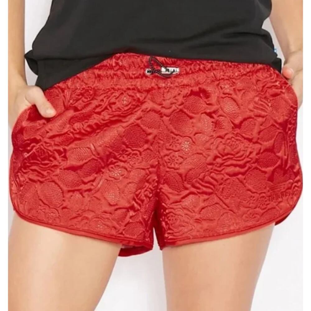 Adidas Originals Retro Shorts Red Rose Embossed XS Sporty Athleisure